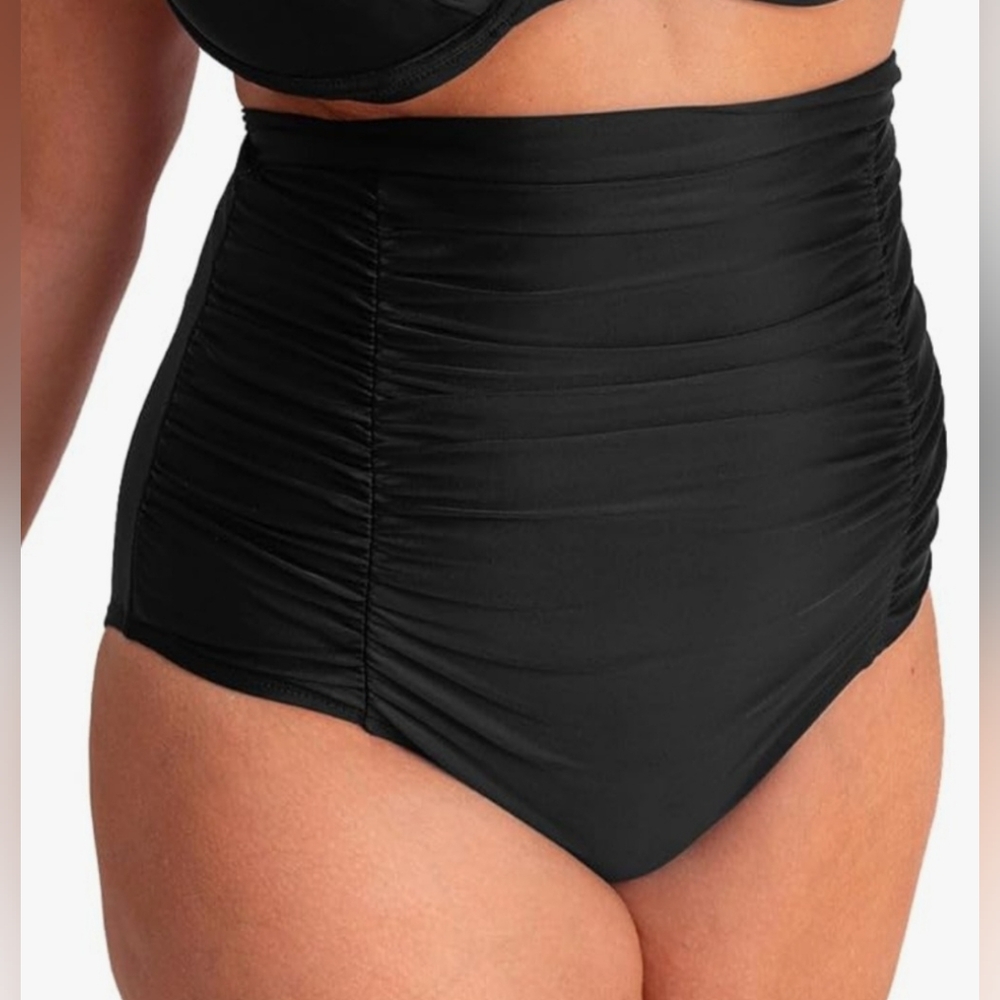 SHAPEMINT,  HIGH WAISTED CONTROL ESSENTIALS, BLACK,  BIKINI SWIM WEAR, 2XL